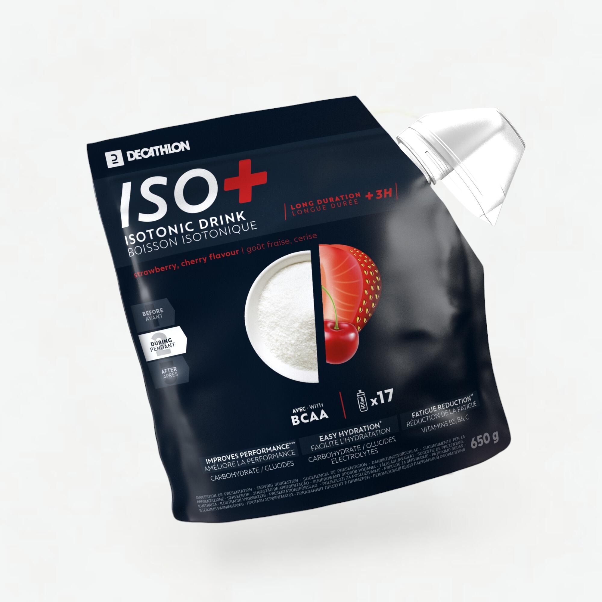 Izotonický nápoj v prášku ISO+ jahoda-čerešňa 650 g