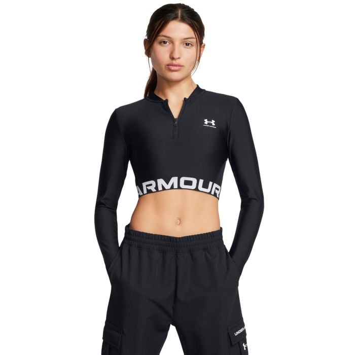 Under Armour Dámsky top HeatGear Rib 1/4 Zip LS Black SS