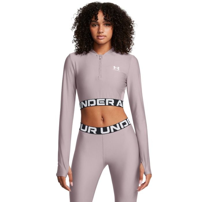 Under Armour Dámsky top HeatGear Rib 1/4 Zip LS Grey XSXS