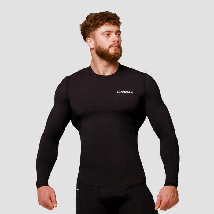 GymBeam Kompresné tričko s dlhým rukávom Mid Black XL