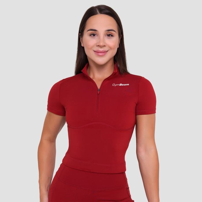 GymBeam Dámske tričko Cropped Ignite Dark Red MM