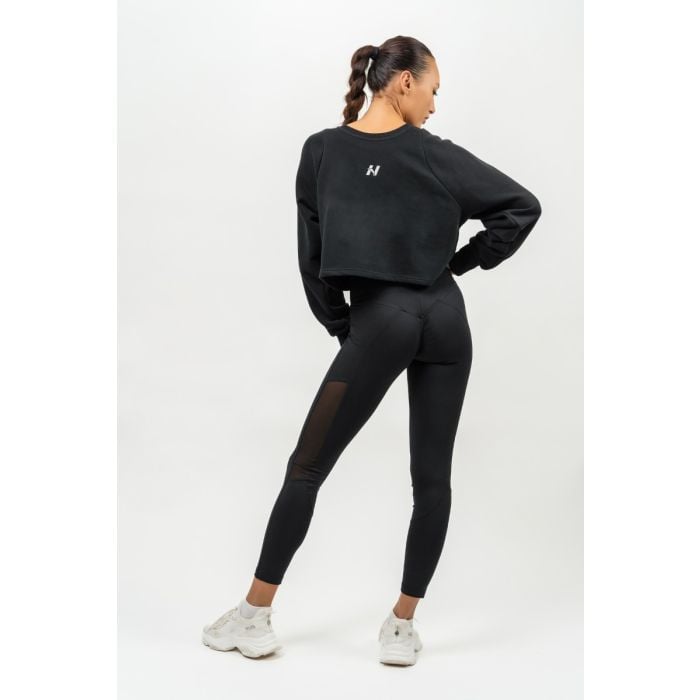 NEBBIA Crop Mikina Gym Spirit Black LL