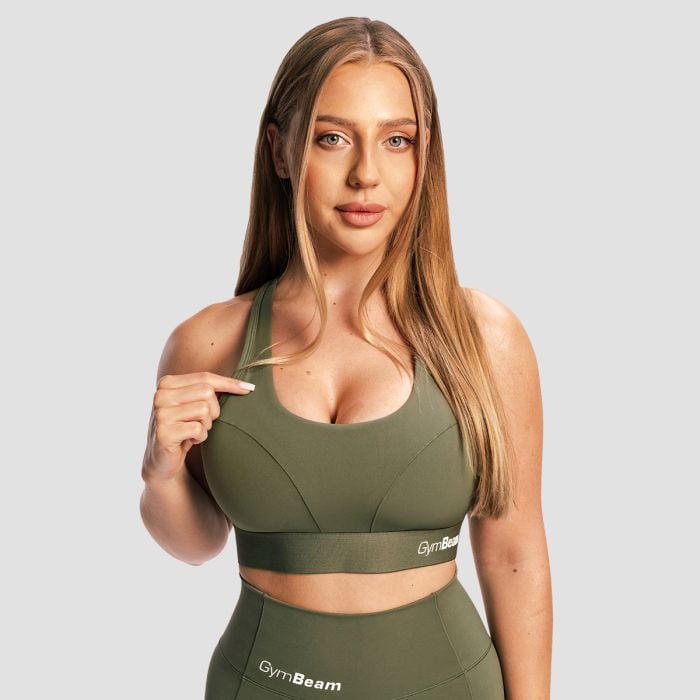 GymBeam Športová podprsenka Combat Olive Grey S
