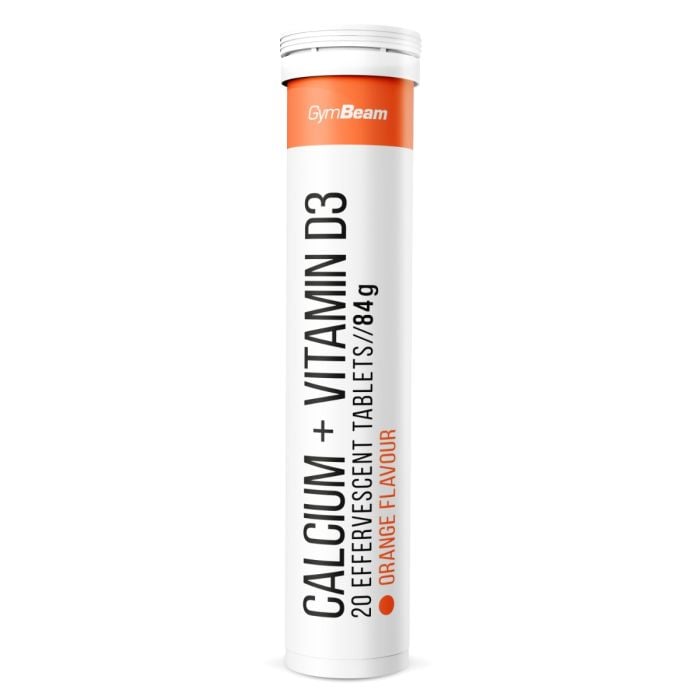 GymBeam Vápnik + Vitamín D3 šumivý 20 tab. pomaranč