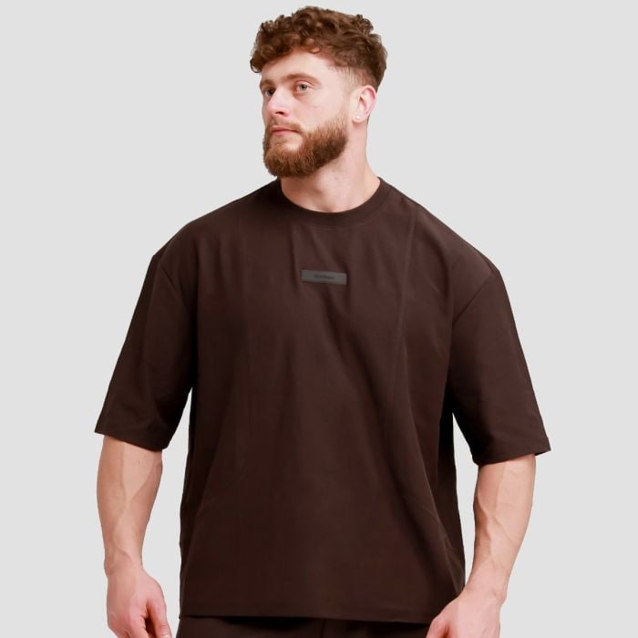 GymBeam Tričko Oversized Unstoppable Brown LL