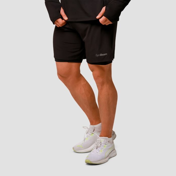 GymBeam Bežecké šortky 2in1 Pulse Black - GymBeam SS