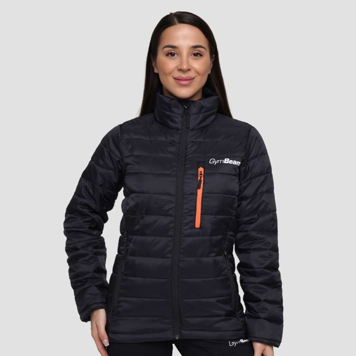 GymBeam Dámska bunda Puffer Black/Orange MM
