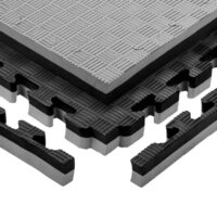 Puzzle tatami podložka inSPORTline Malmeida 100x100x4 cm šedo-čierna, vzor 5 prúžkov