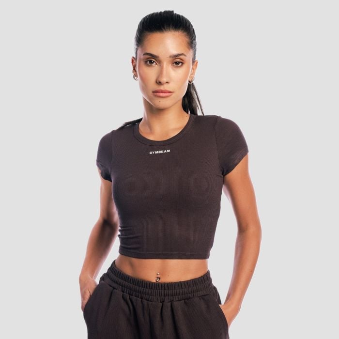 GymBeam Dámske tričko Cropped Aura Tee Brown XL