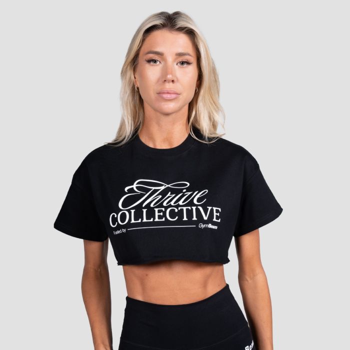 GymBeam Dámske cropped tričko Thrive Black S