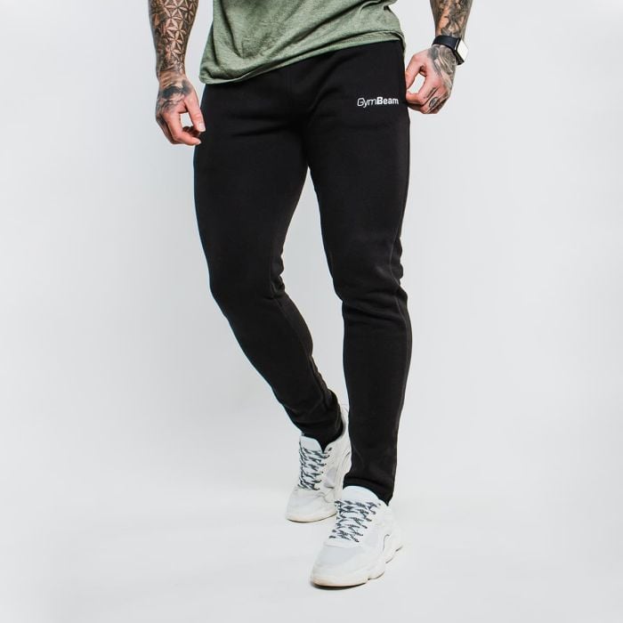 GymBeam Tepláky Slimfit Black M