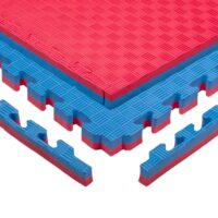 Puzzle tatami podložka inSPORTline Malmeida 100x100x4 cm červeno-modrá, vzor 5 prúžkov