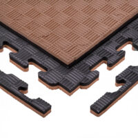 Puzzle tatami podložka inSPORTline Sazegul 100x100x2 cm mocha mousse-čierna, vzor 5 prúžkov