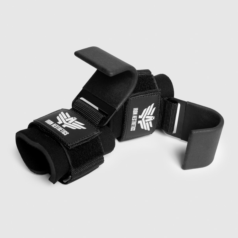 Fitness háky Iron Aesthetics Lifting hooks, čierne