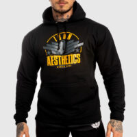 Fitness mikina bez zipsu Iron Aesthetics Force, čierna