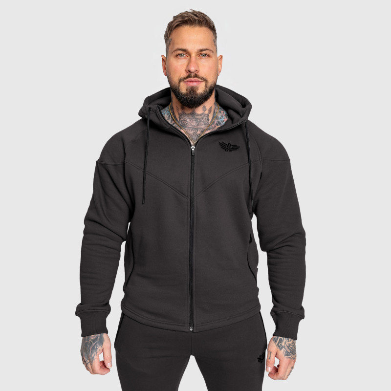 Fitness mikina so zipsom Iron Aesthetics ROUND, sivá