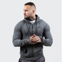 GymBeam Mikina Zipper Hoodie Grey Black  M