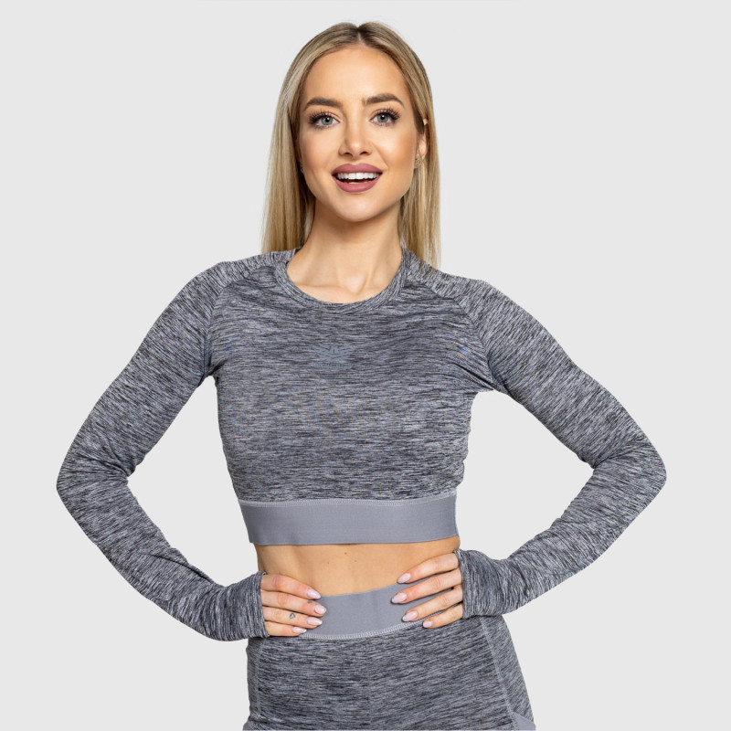 Športový crop top Iron Aesthetics Grande, sivý