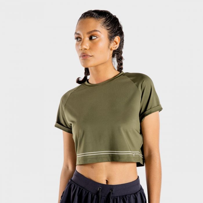 SQUATWOLF Dámske tričko Flux CropTop Khaki XS